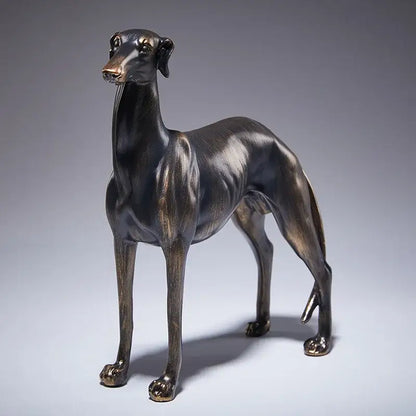 Bronze decorbites greyhound dog figurine with polished finish and detailed musculature for living room decor