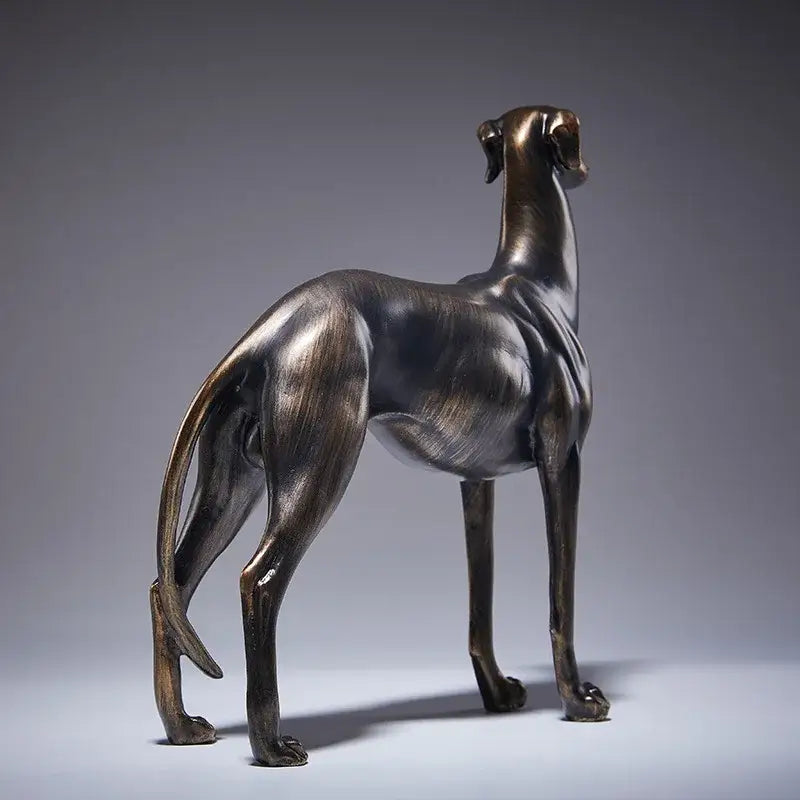 Bronze greyhound dog figurine by decorbites featuring a slender, detailed form ideal for living room decor