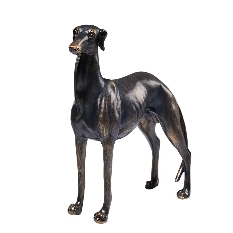 Elegant black bronze greyhound dog figurine with detailed musculature and polished finish for decorbites greyhound dog decor