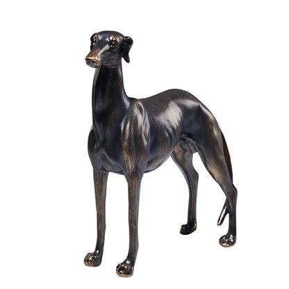 Elegant black bronze greyhound dog figurine with detailed musculature and polished finish for decorbites greyhound dog decor
