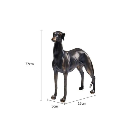 Bronze decorbites greyhound dog figurine 22cm tall with glossy finish and detailed musculature for living room decor