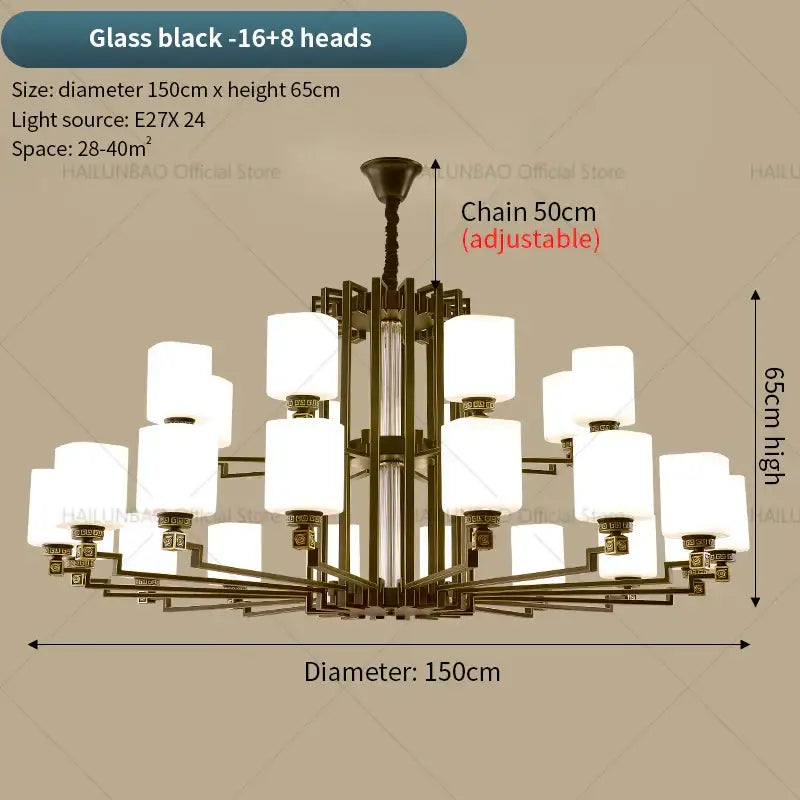 Bronze high jump floor hollow chandelier with black metal frame and frosted glass shades for duplex living room decorbites high jump