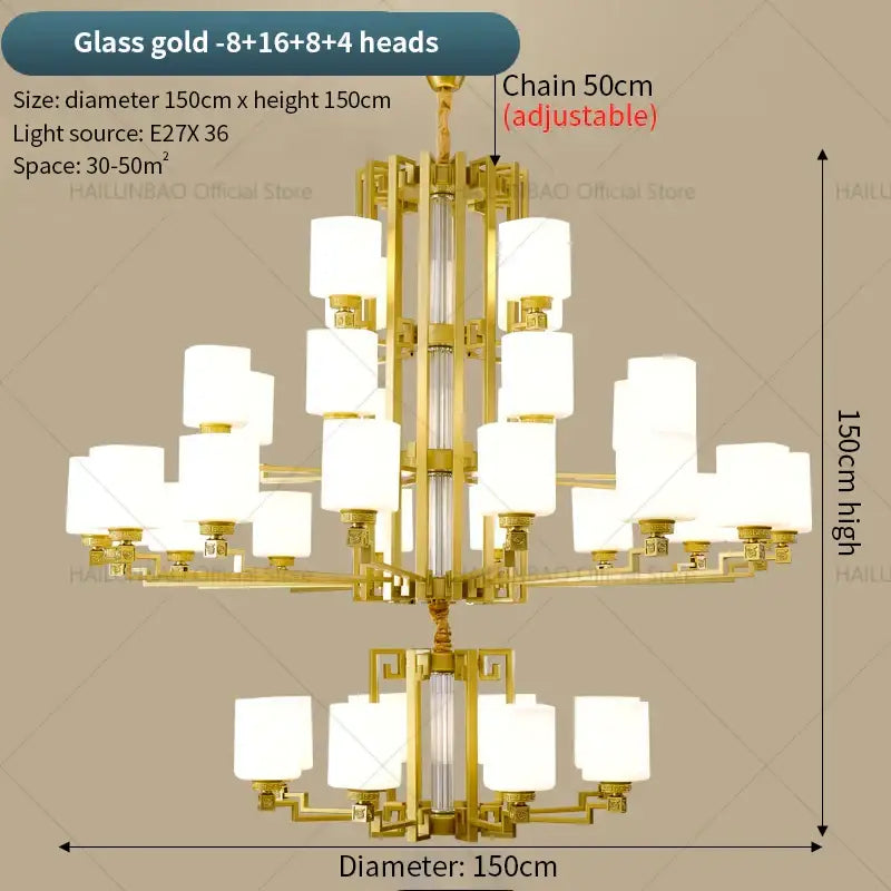 Bronze high jump floor hollow chandelier with gold finish and white glass shades for modern duplex living room decorbites high jump