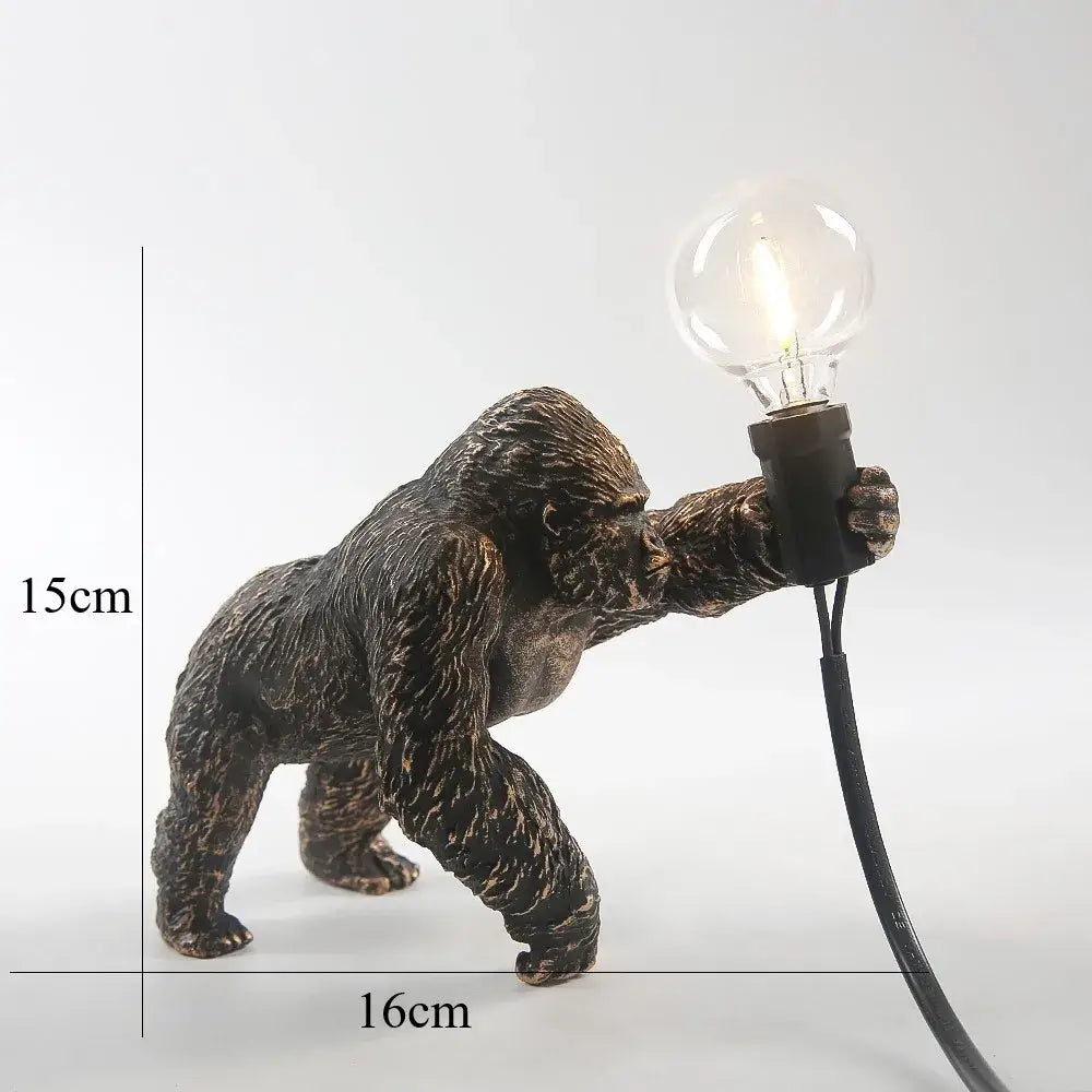 Bronze king kong gorilla table lamp with bronze finish, clear glass bulb, and black cord for bedroom night light decorbites king kong