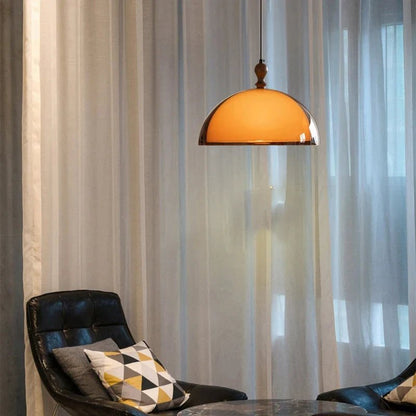 Brown Acrylic Pendant Light With Dark Wood Accent - Decorbites