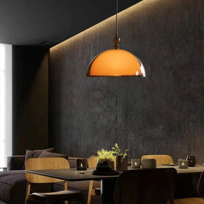 Brown Acrylic Pendant Light With Dark Wood Accent - Decorbites