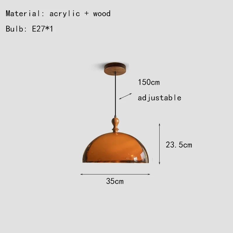 Brown Acrylic Pendant Light With Dark Wood Accent - Decorbites