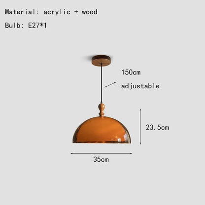 Brown Acrylic Pendant Light With Dark Wood Accent - Decorbites