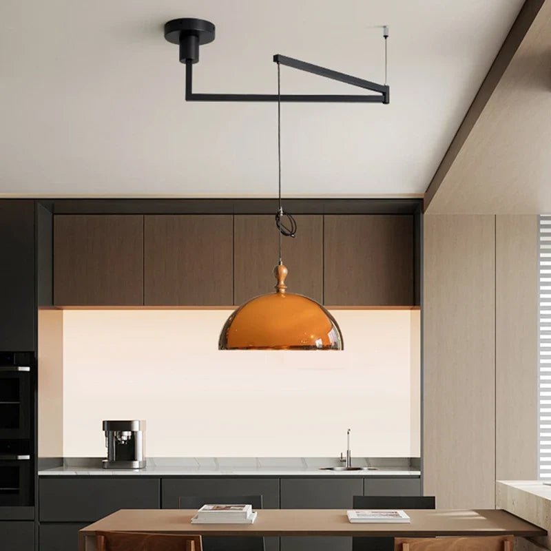 Brown Acrylic Pendant Light With Dark Wood Accent - Decorbites