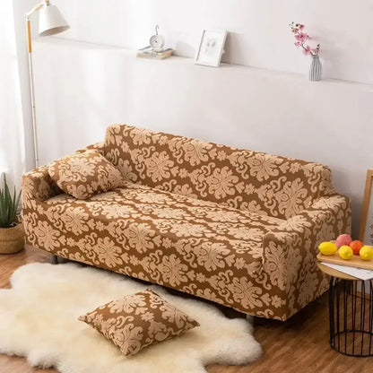 Brown damask solid embossed sofa cover slipcovers with beige damask pattern for living room decor by decorbites 3d solid