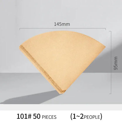 Beige cone-shaped decorbites coffee cone filter paper with textured surface and reinforced edge stitching for brewing