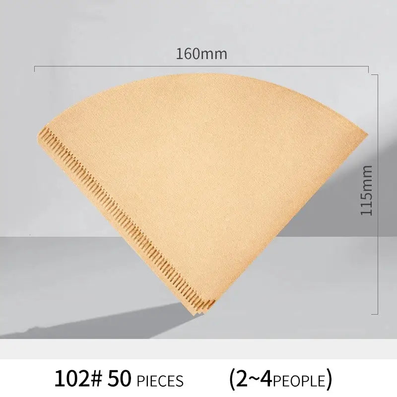 Beige cone-shaped filter paper with serrated edge 160mm by 115mm for decorbites coffee cone coffee cone filter