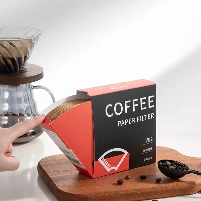 Red and black v02 model decorbites coffee cone filter paper box for brown filter paper coffee cone kitchen brewing accessory