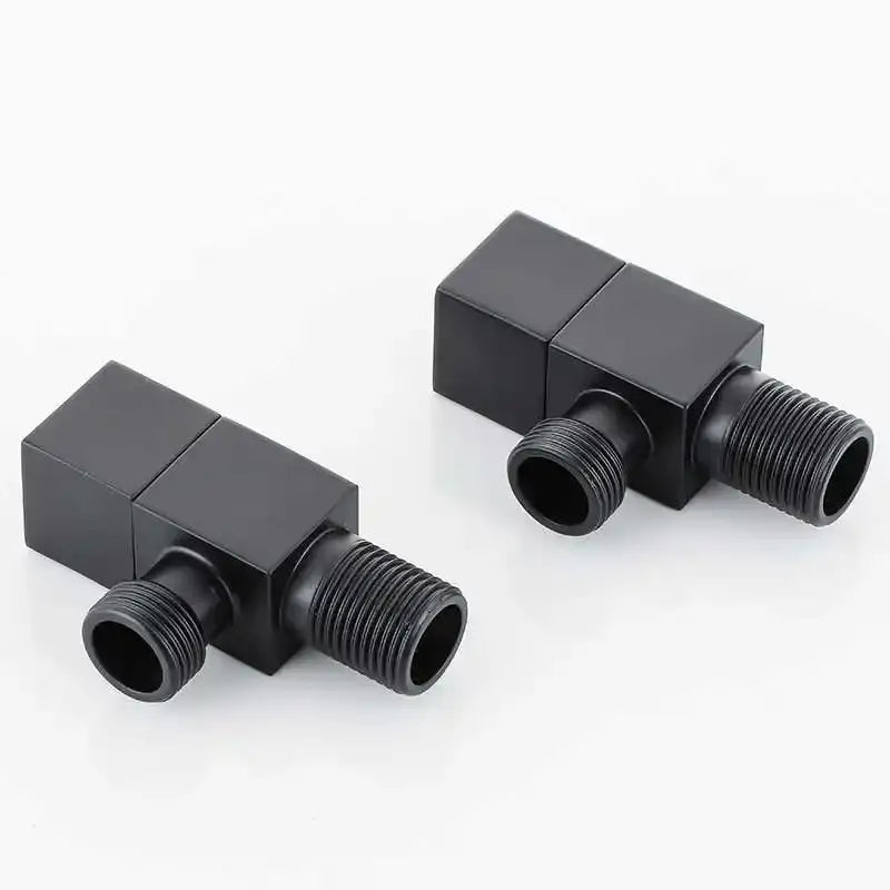 Black matte-finished metal pipe fittings with threaded ends for brus gold corner valve matte black stainless steel bathroom faucet