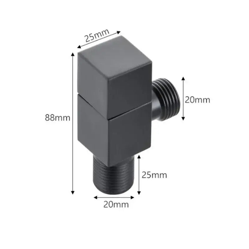 Black matte stainless steel brus gold corner valve with angular design and threaded connections for bathroom decorbites brus gold