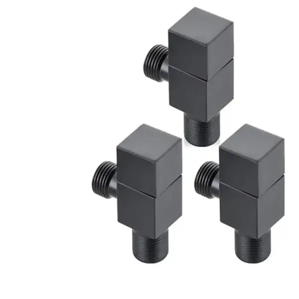 Matte black stainless steel brus gold corner valve with square corners and threaded connections for bathroom decorbites brus gold