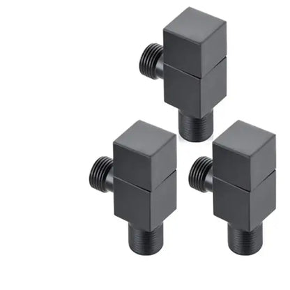 Matte black stainless steel brus gold corner valve with square corners and threaded connections for bathroom decorbites brus gold