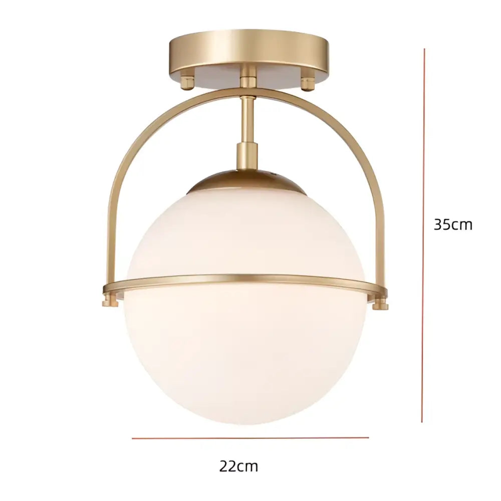 Brushed brass glass ball ceiling light with frosted glass globe and arched metal frame for living room decorbites ceiling light