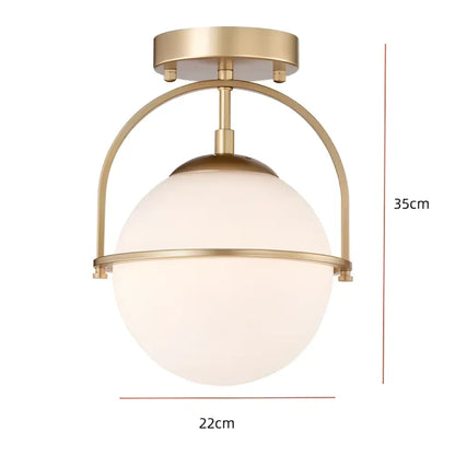 Brushed brass glass ball ceiling light with frosted glass globe and arched metal frame for living room decorbites ceiling light