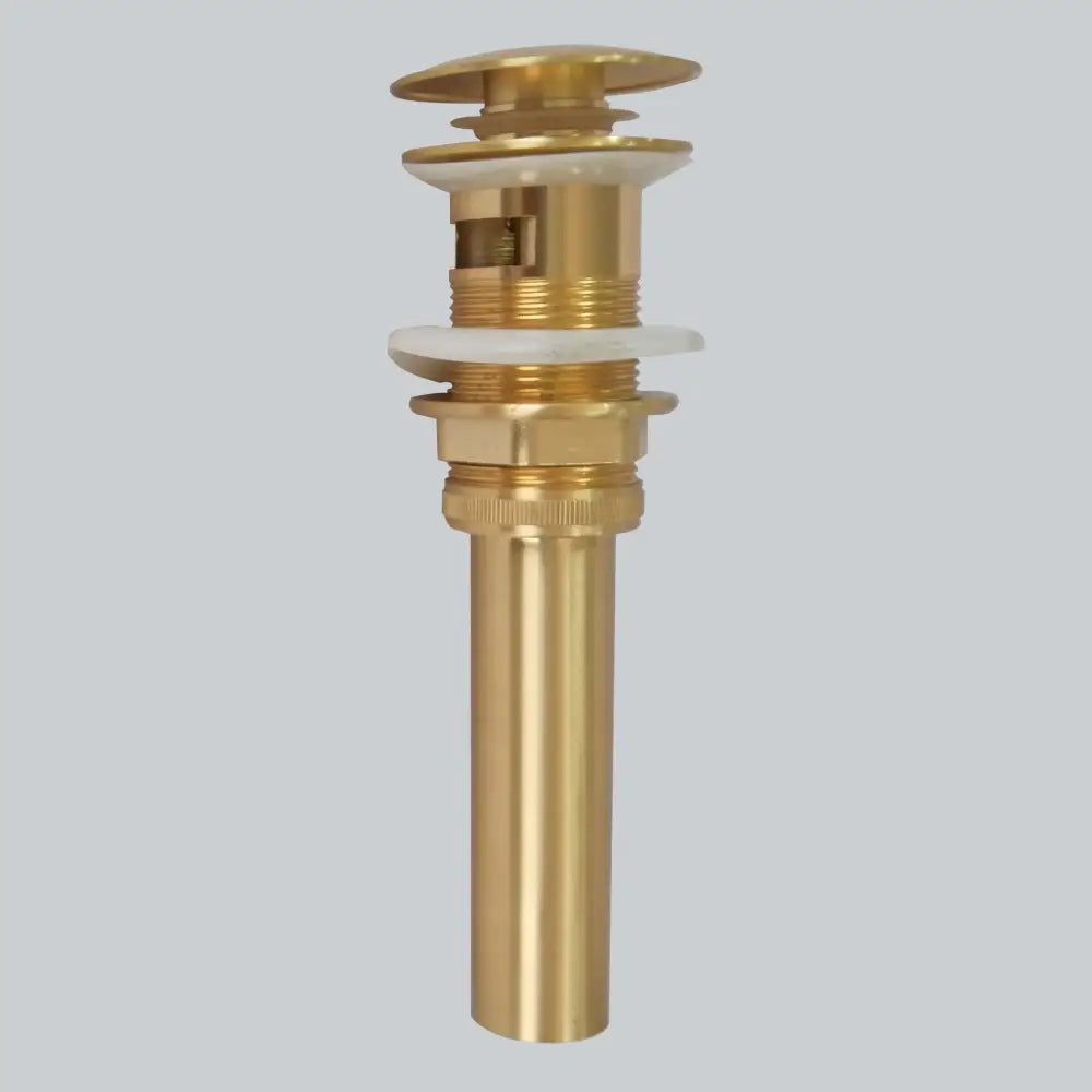 Brushed gold basin sink drain in gold-toned brass with layered flanges for decorbites brushed gold bathroom waste