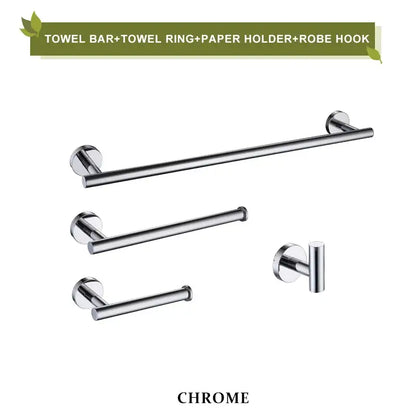 Chrome finished bathroom hardware set including towel bar towel ring paper holder and robe hook for decorbites brushed gold bathroom decor