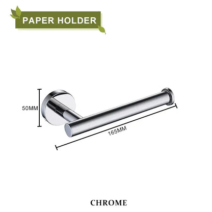 Chrome finished metal paper holder with sleek cylindrical design and circular base from decorbites brushed gold bathroom set