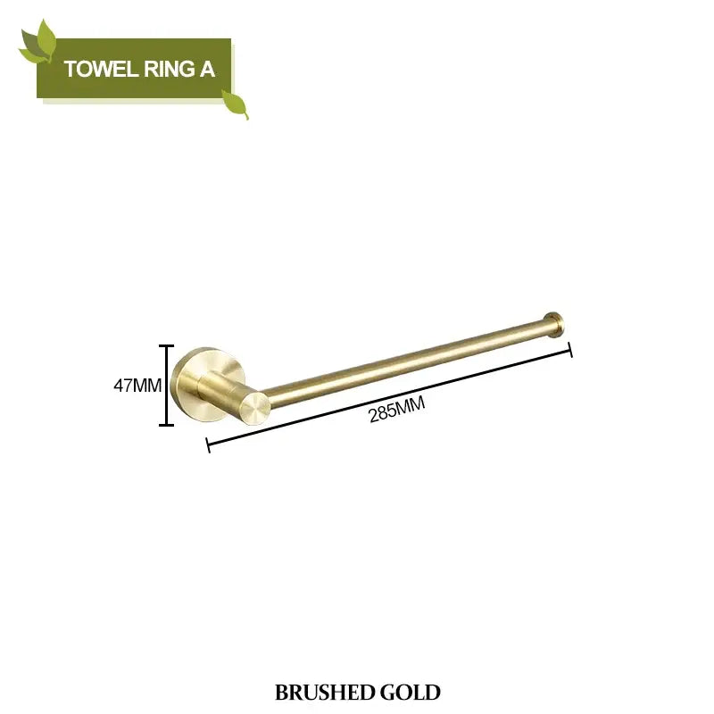 Brushed gold towel ring with sleek modern design and circular mounting base in decorbites brushed gold bathroom pendant set