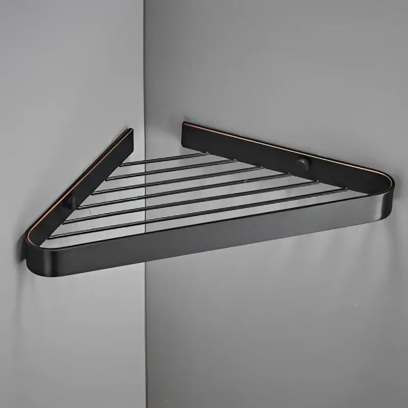 Dark bronze triangular corner shelf with wire mesh design for decorbites brass bathroom shower rack corner storage
