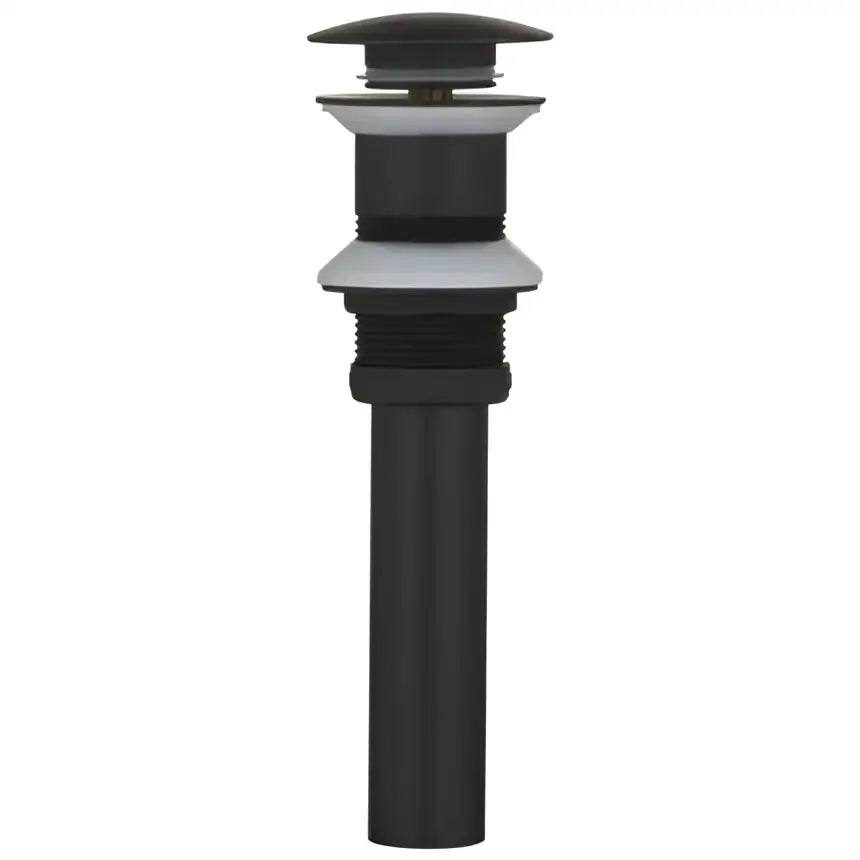 Brushed gold pop-up drain stopper 2-pack featuring black matte-finish bathroom sink pop-up drain with white gasket