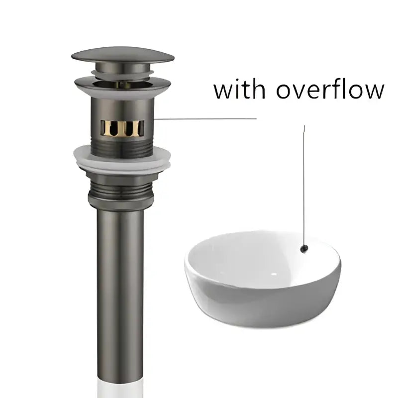 Matte black metal pop-up drain stopper with overflow feature for bathroom sink drain stopper 2-pack set