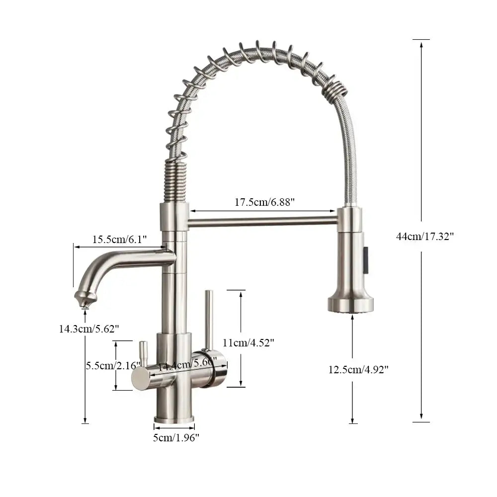 Brushed nickel kitchen faucet with pull down sprayer and flexible coiled gooseneck spout by decorbites