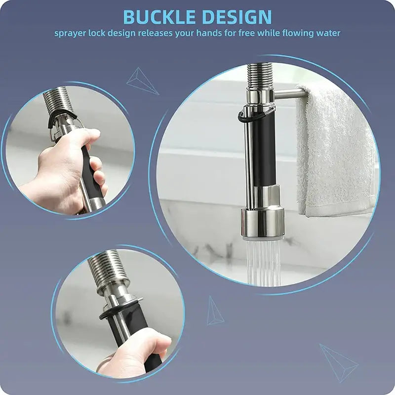 Brushed nickel kitchen faucet with spring hose and stainless steel black plastic handheld shower sprayer decorbites brushed nickel
