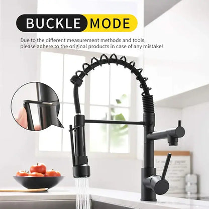 Black matte kitchen faucet with coiled flexible spout and pull-down spray head for decorbites brushed nickel kitchen faucet