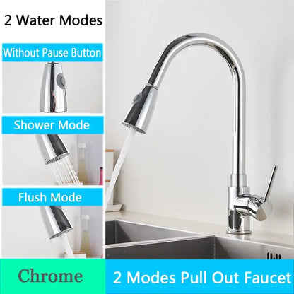 Brushed nickel kitchen faucet with sleek arched spray head and dual spray modes by decorbites brushed nickel