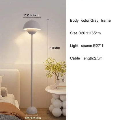 Gray dome floor lamp with sleek modern design and e27 bulb for burgundy bud floor lamp flower shade bedroom decorbites bud floor