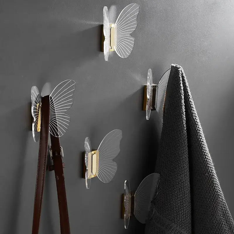 Transparent acrylic butterfly towel hook with gold-toned metal base decorbites butterfly acrylic bathroom wall mount holder