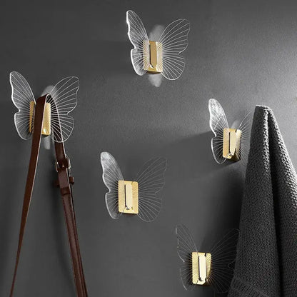 Clear butterfly acrylic towel hook with gold metal clasps decorbites butterfly acrylic wall mount holder for bathroom decor