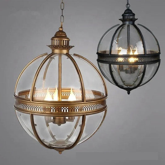 Retro Industrial Style Hotel Hall Bedroom Dining Room Round Glass Ball Chandelier