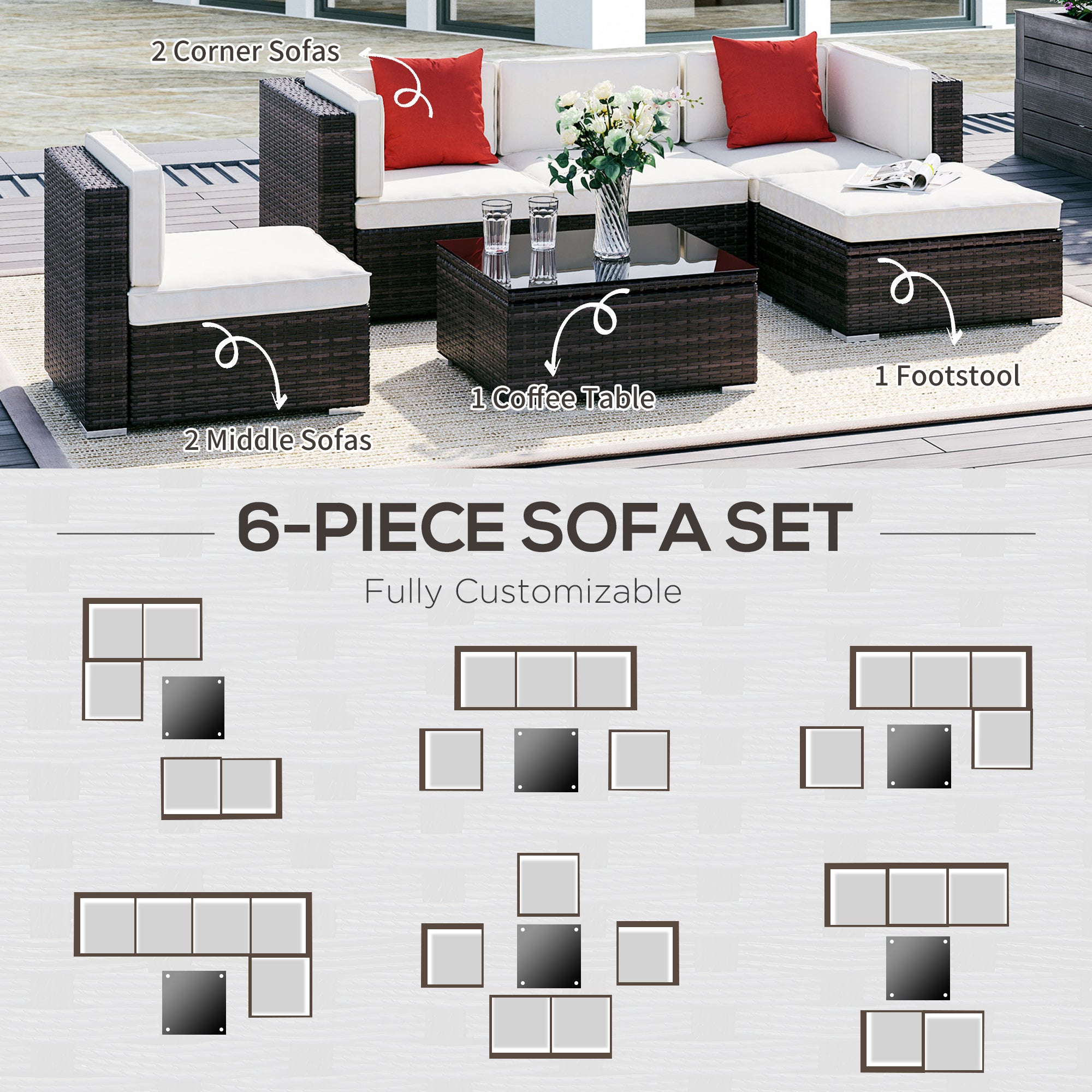 Grey Rattan Sectional Sofa