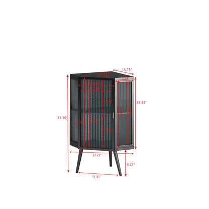 22.25 Floor Corner Cabinet With Glass Door   Shelves For Bathroom, Living Room