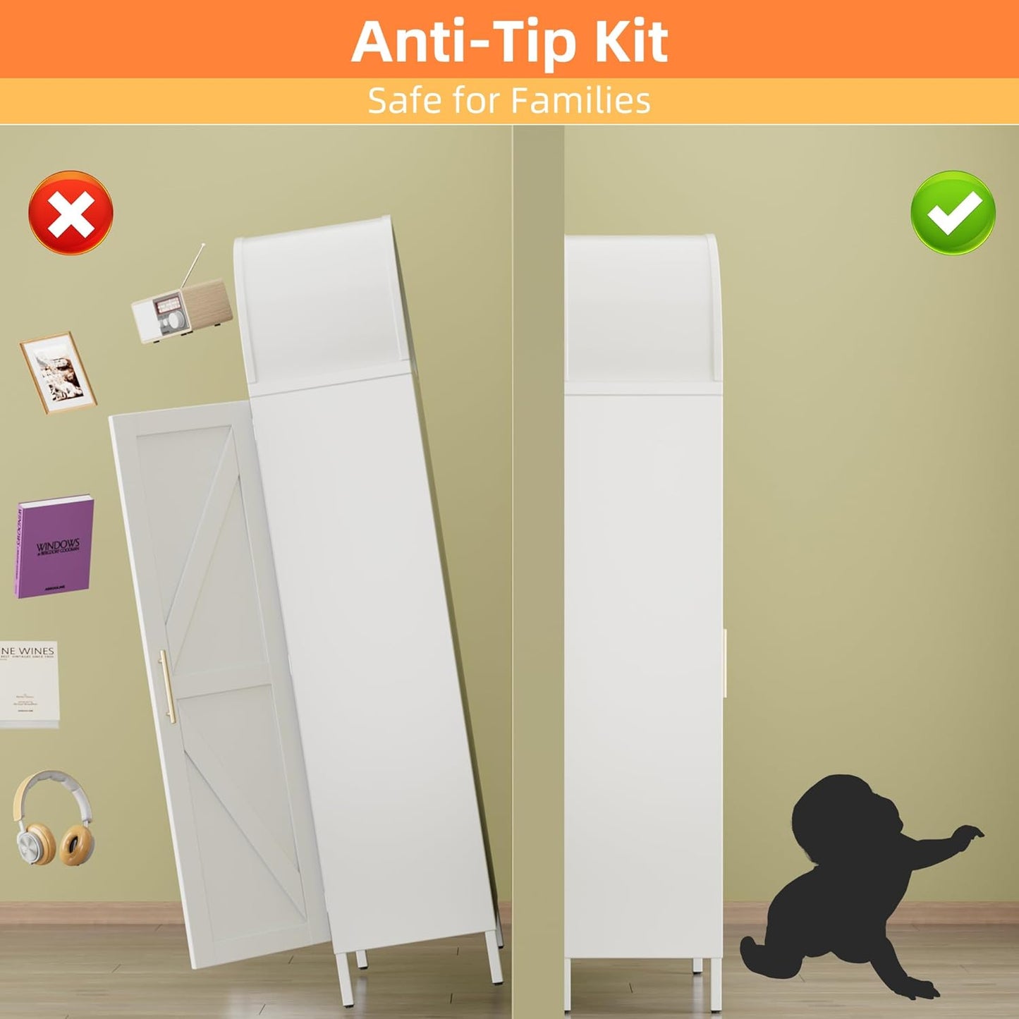 White Kitchen Pantry Cabinet, Arched Storage Cabinet With Doors And Adjustable Shelves, Tall Freestanding Cupboard For Laundry, Dining Room, Living Room, Bathroom