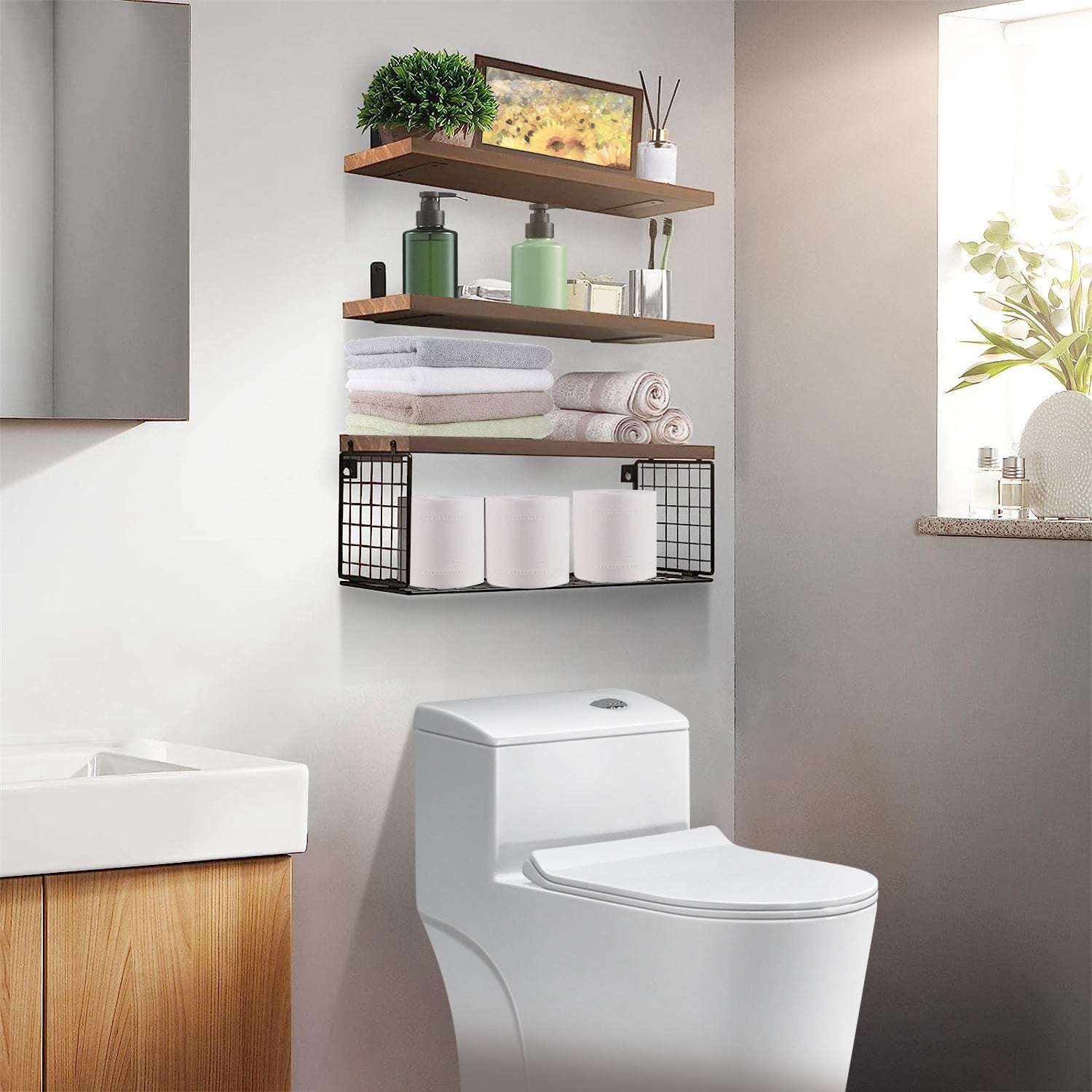 Black Basket Wall Shelf