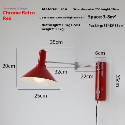 Rocker Arm Wall Lamp Extension Long Arm Foldable Lying Wall Reading Wall Lamp Wiring Free