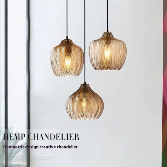 Bedroom Stair Light Single-head Glass Chandelier