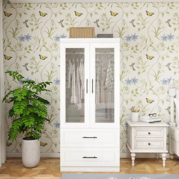 Wooden Glass Door Armoire