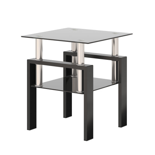 Black Glass Coffee Table Square Tempered Design