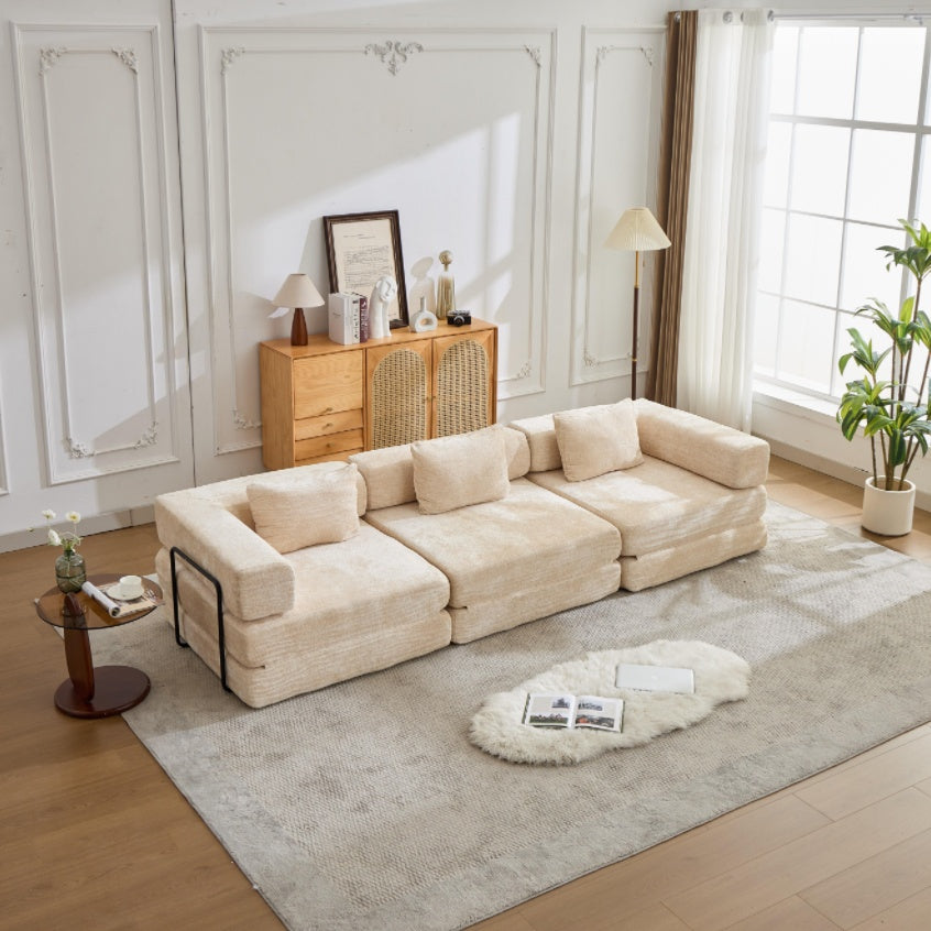 Beige Chenille Sofa Bed