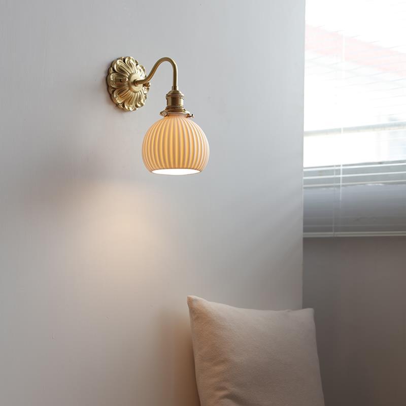 Living Room Background Wall Creative Design Handmade Ceramic Brass Wall Lamp