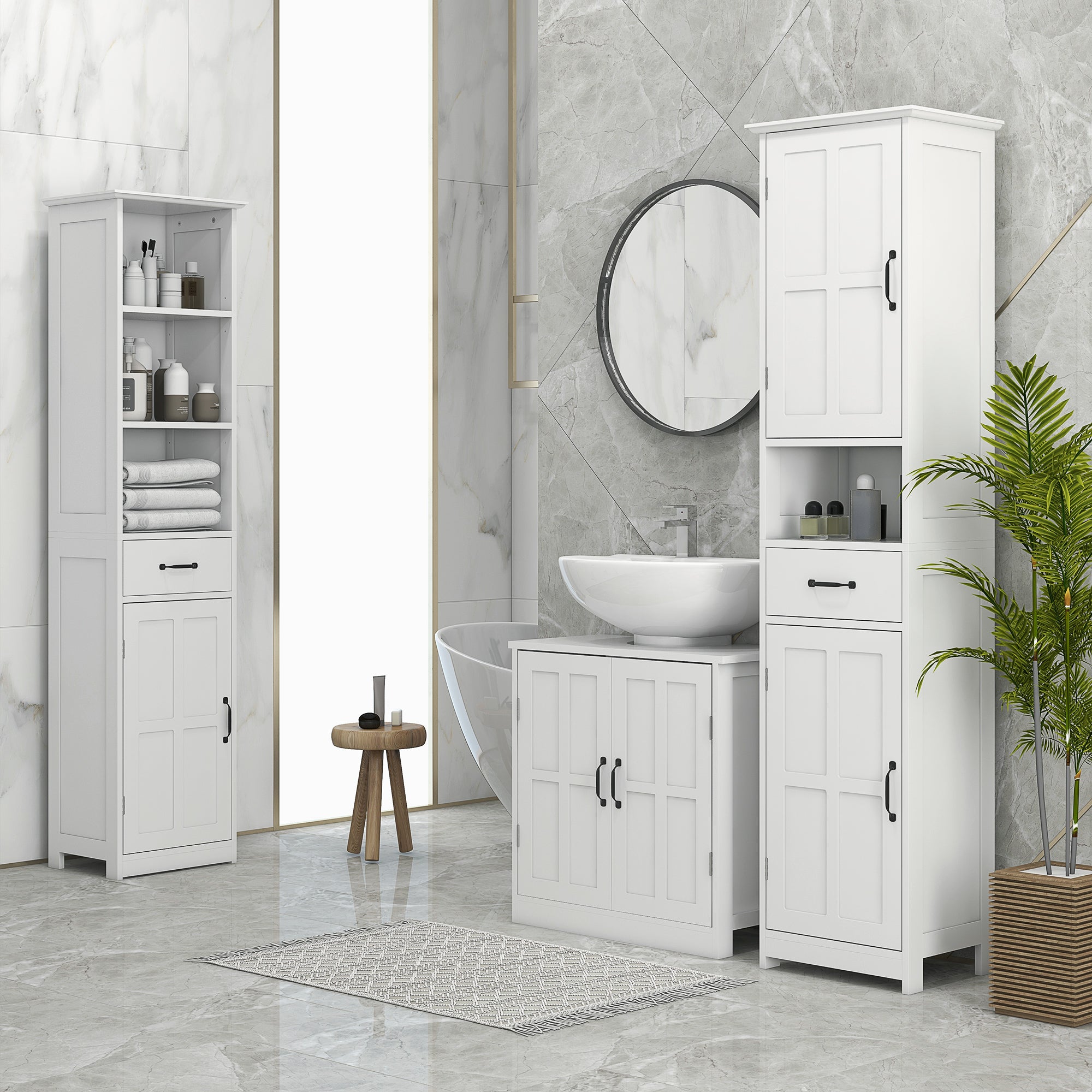 White Corner Bathroom Cabinet