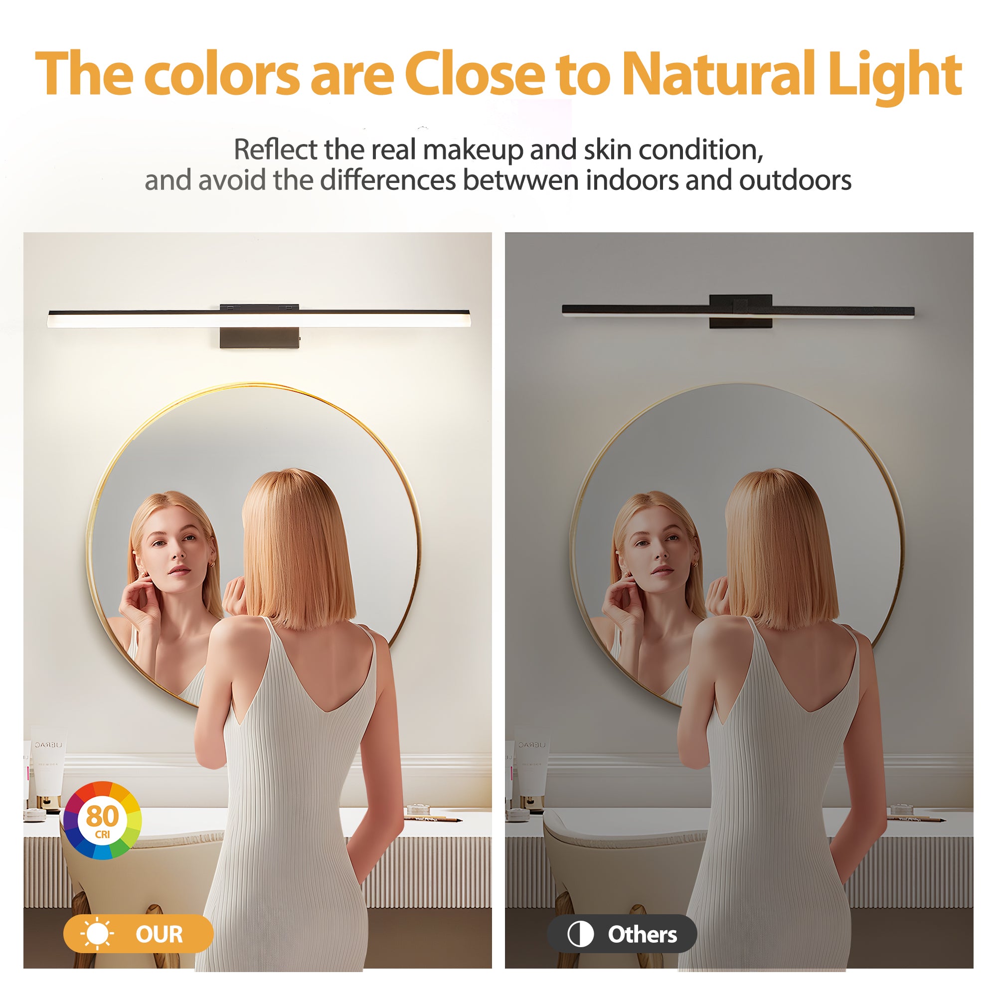 Black Metal Vanity Light For Bathroom Mirrors
